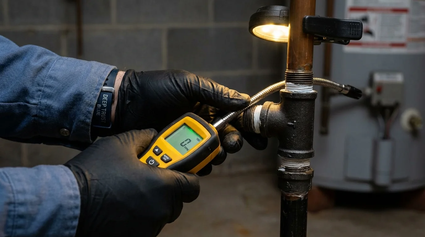 Gas leak detection with electronic sniffer by Johns Plumbing LLC in Millsboro